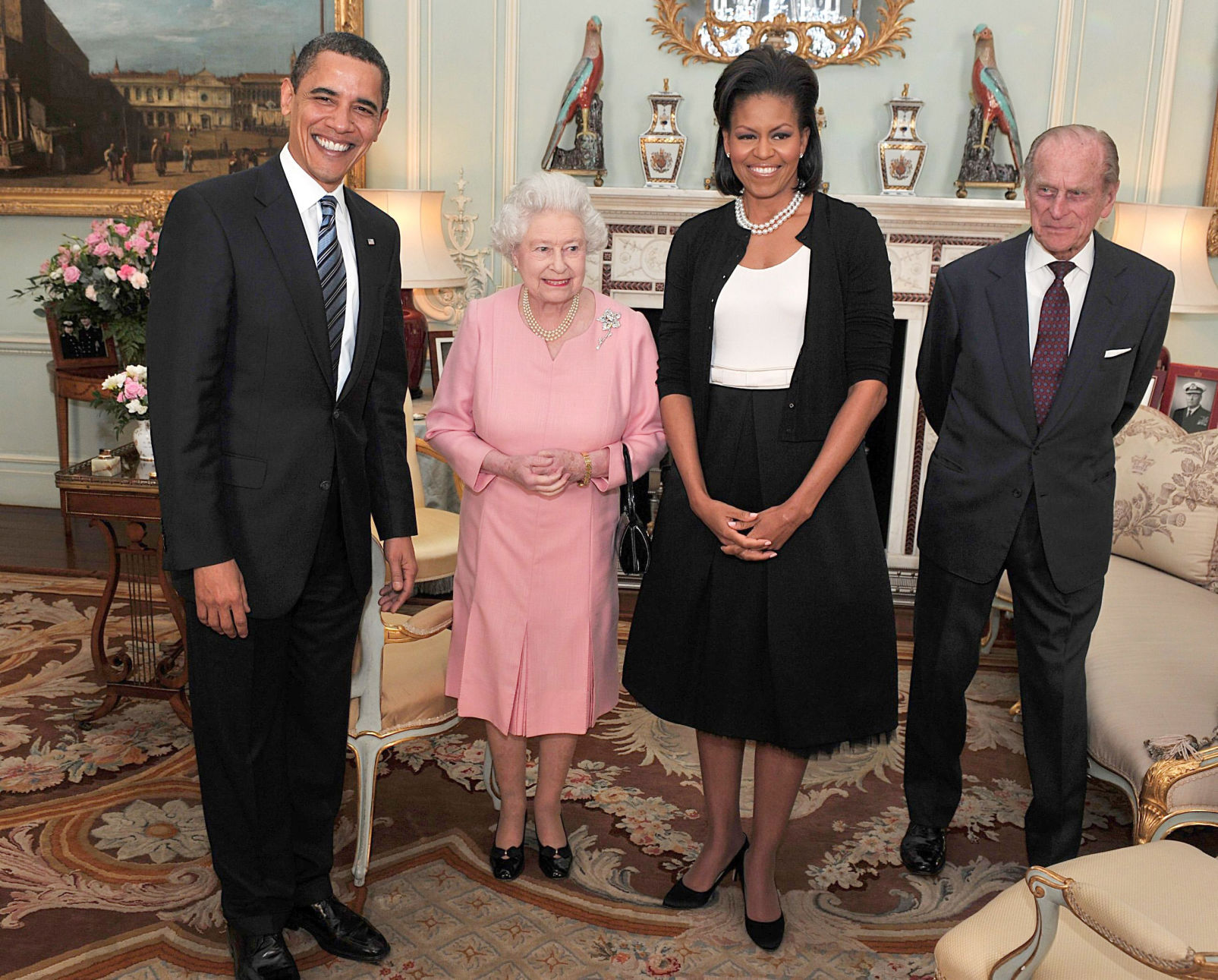 2009: Barack Obama, Queen Elizabeth II, Michelle Obama, Prince Philip